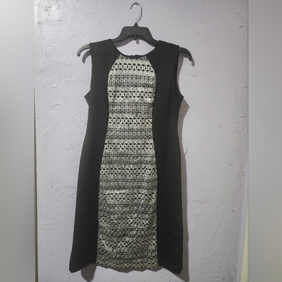 R&M Richards Dress Womens Size 14 Sleeveless Sheath Sequined Black USA Made * - Picture 2 of 4